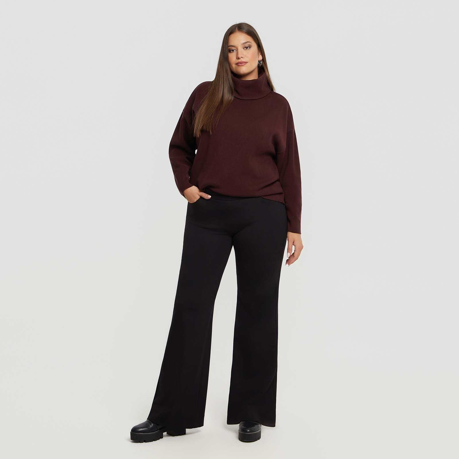 MAT FASHION Παντελόνι καμπάνα ελαστικό βισκόζη