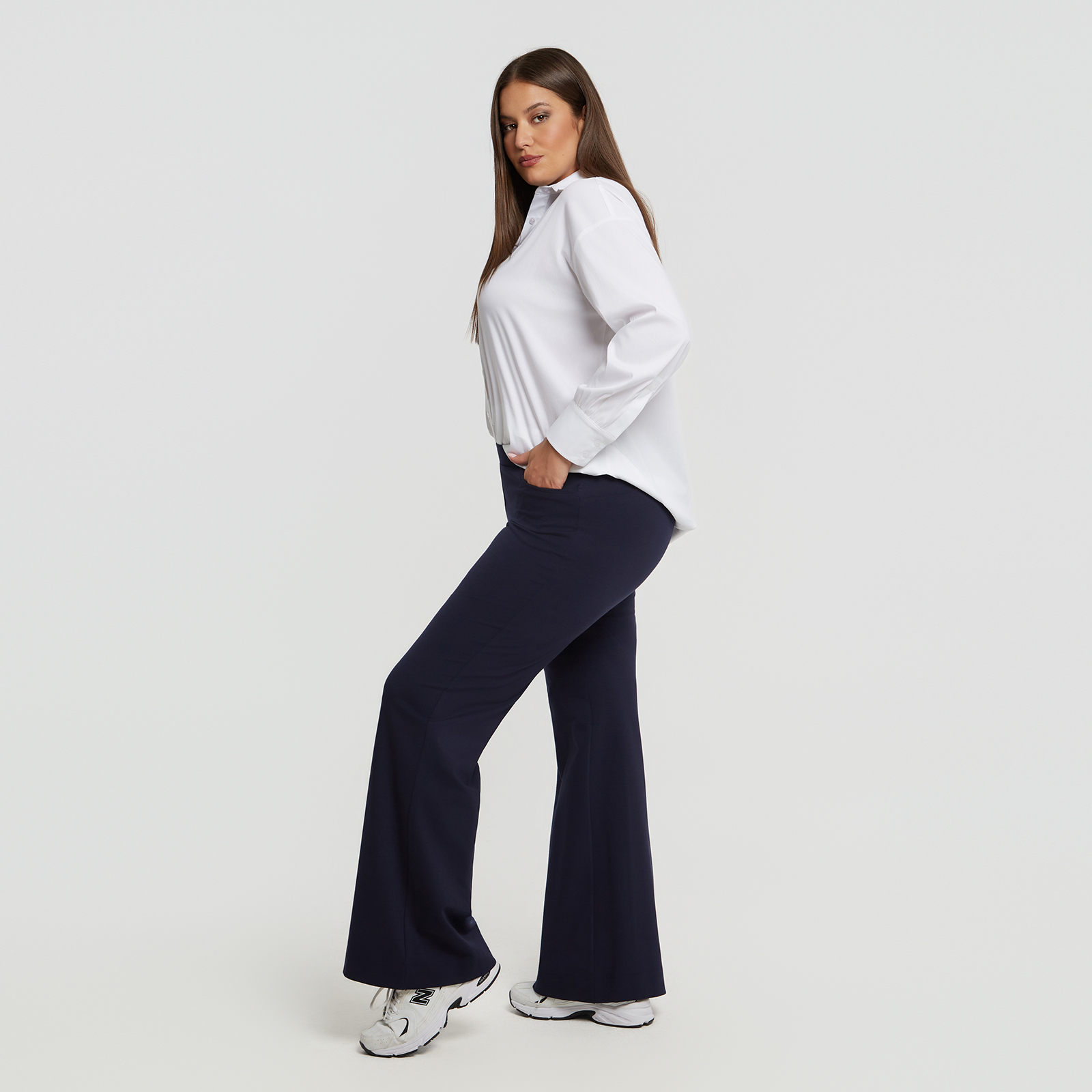 MAT FASHION Παντελόνι καμπάνα ελαστικό βισκόζη