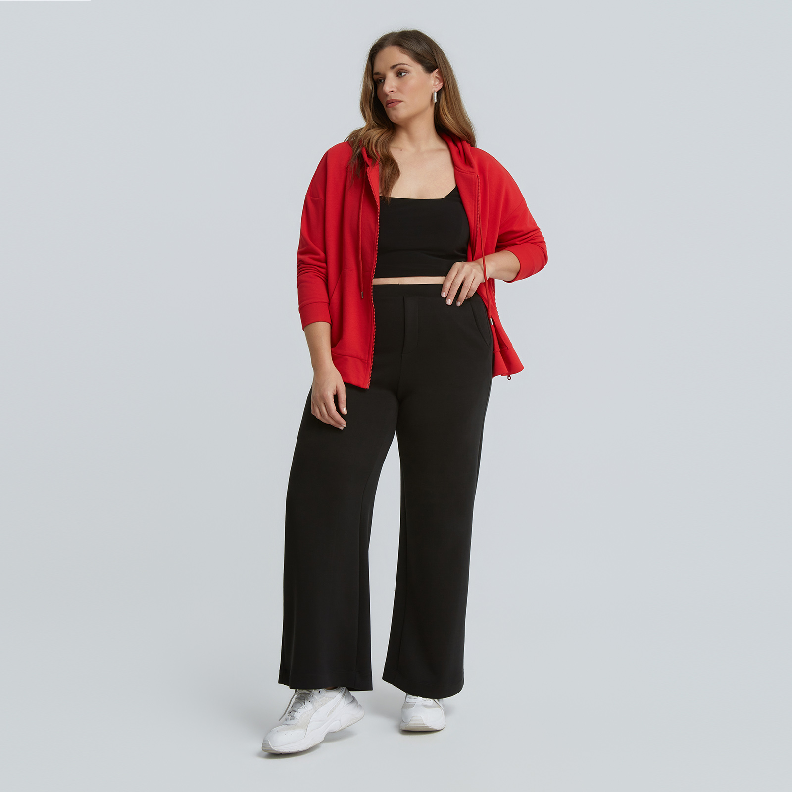 Wide-leg scuba pants