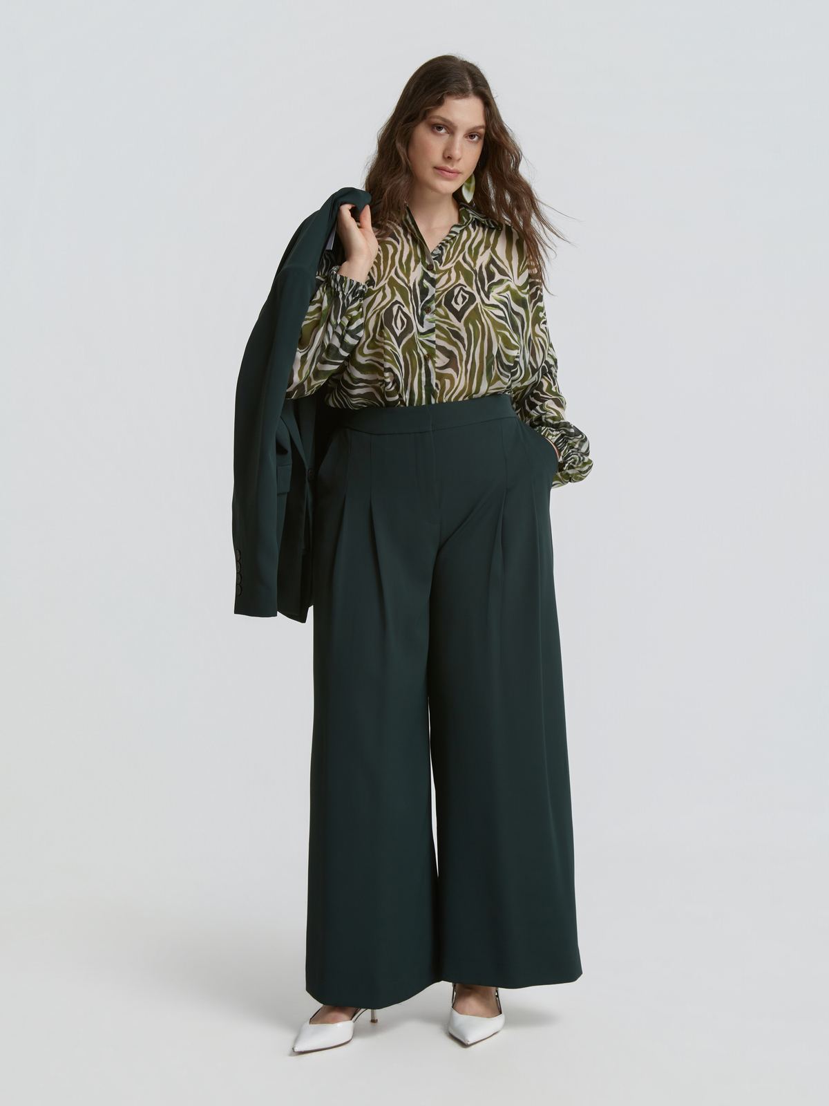 Wide-leg παντελόνι με πιέτες φωτογραφία