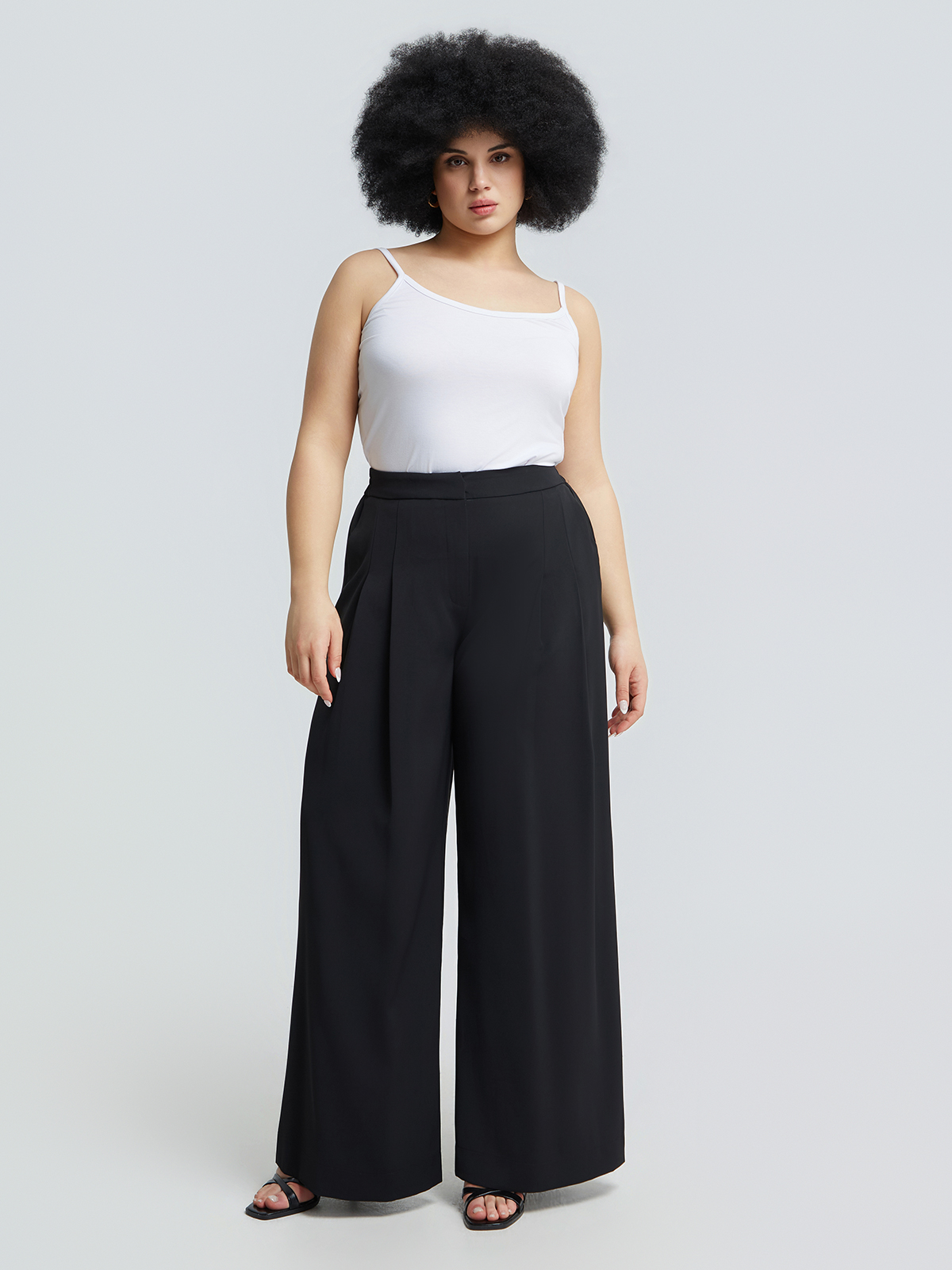 Wide-leg παντελόνι με πιέτες φωτογραφία