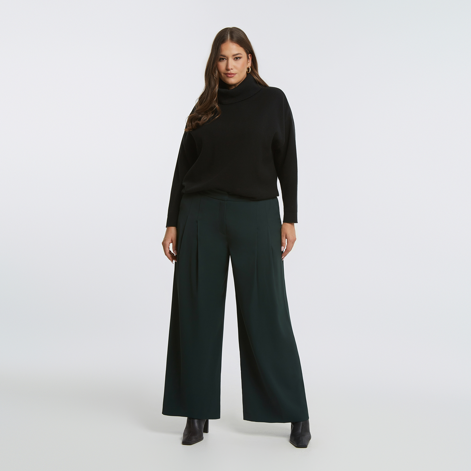 MAT FASHION Wide-leg παντελόνι με πιέτες