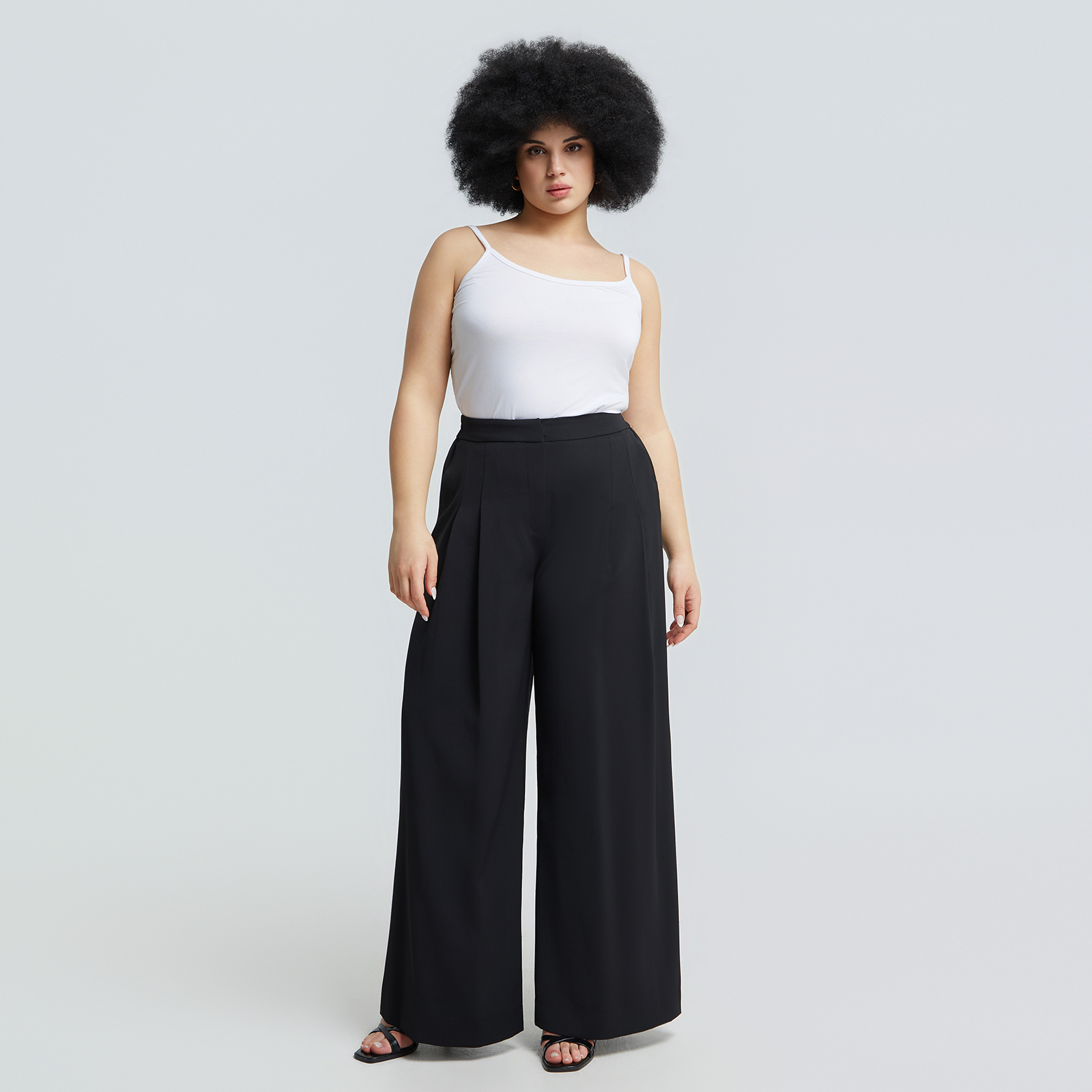Wide-leg tailored pants