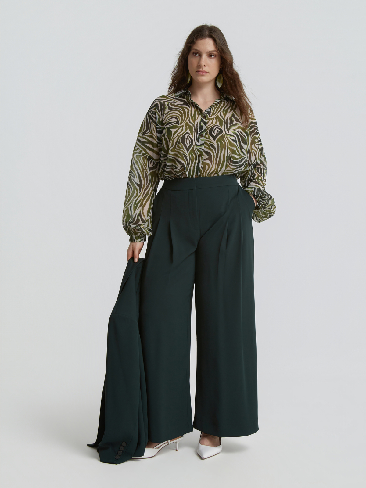 Wide-leg παντελόνι με πιέτες φωτογραφία