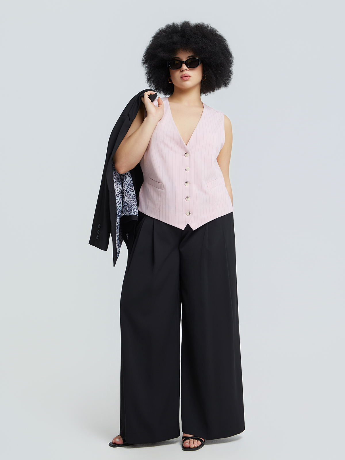 Wide-leg παντελόνι με πιέτες φωτογραφία