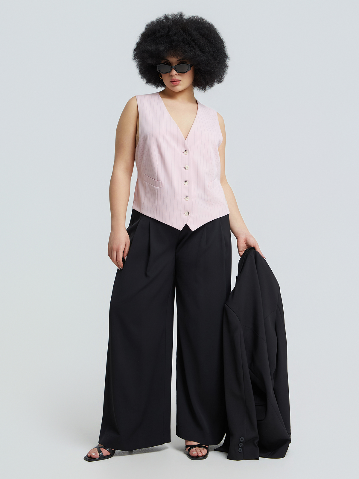 Wide-leg παντελόνι με πιέτες φωτογραφία