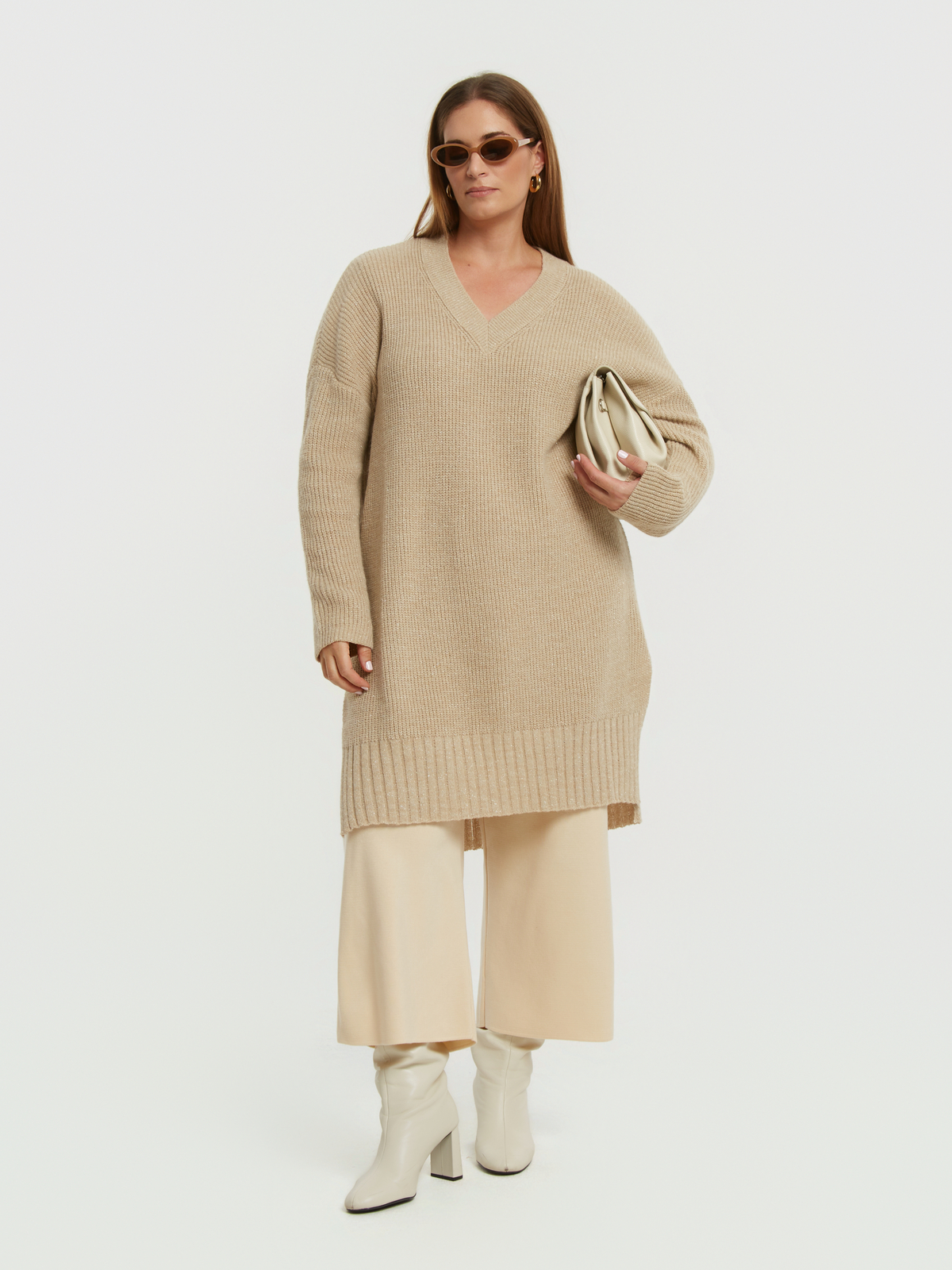 Μπλούζα πλεκτή V με μαλλί φωτογραφία