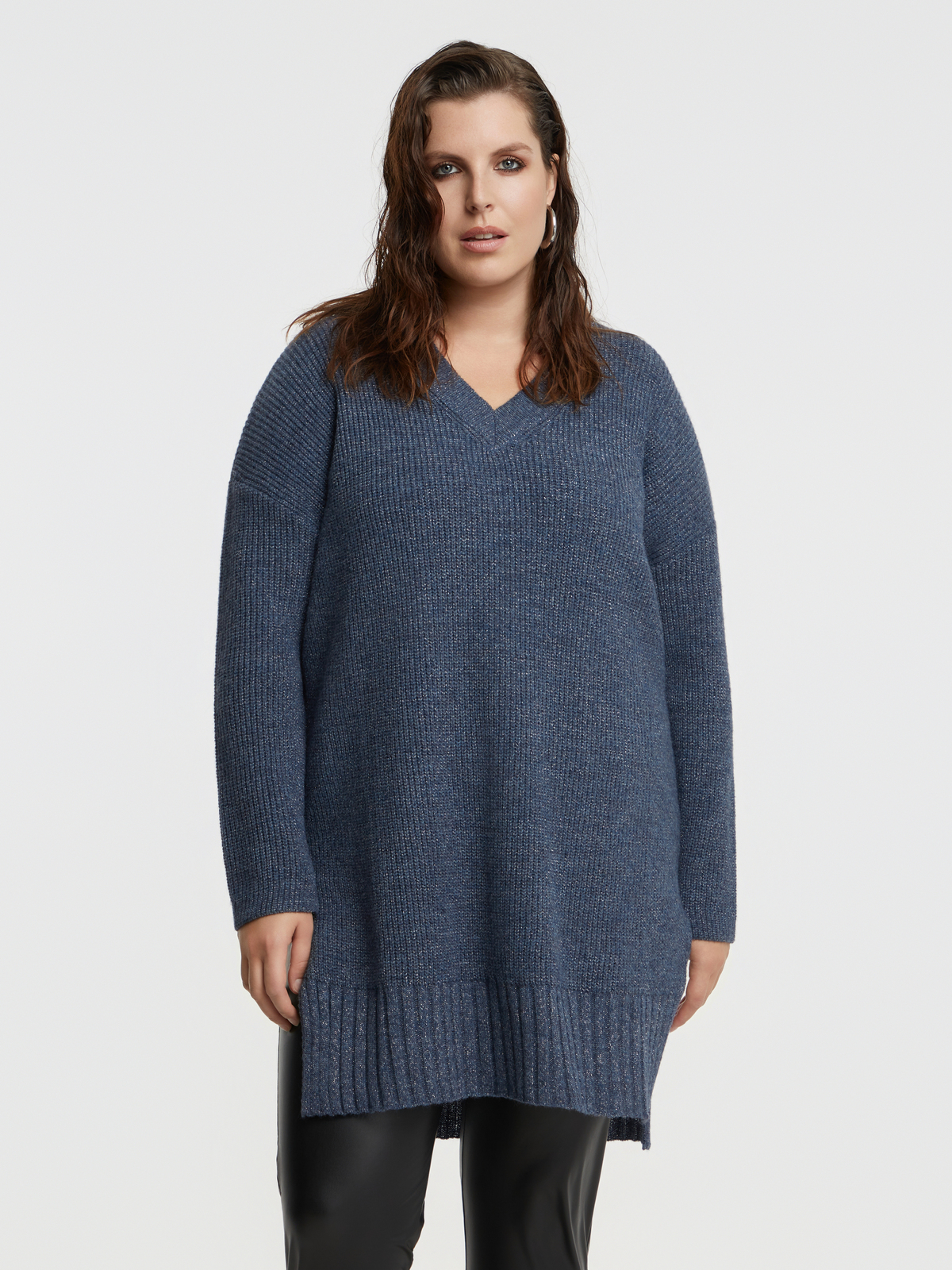 Μπλούζα πλεκτή V με μαλλί φωτογραφία