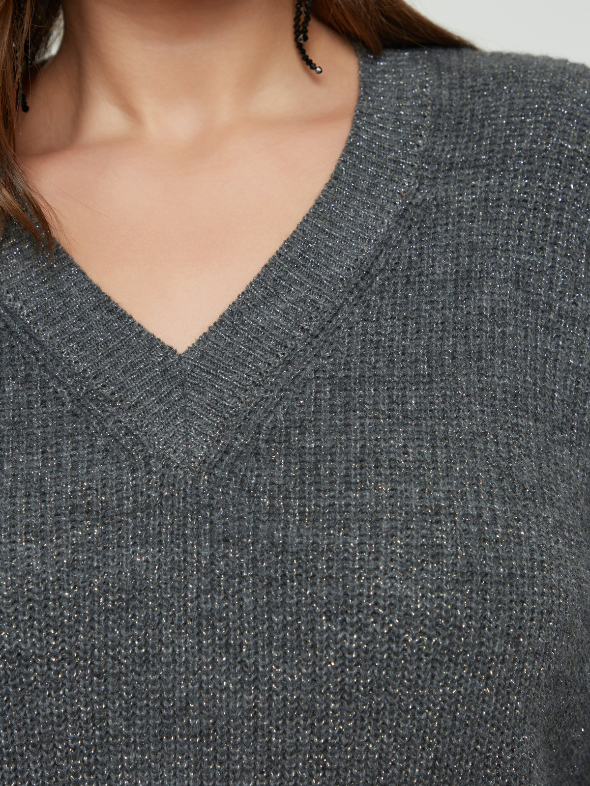 Μπλούζα πλεκτή V με μαλλί φωτογραφία