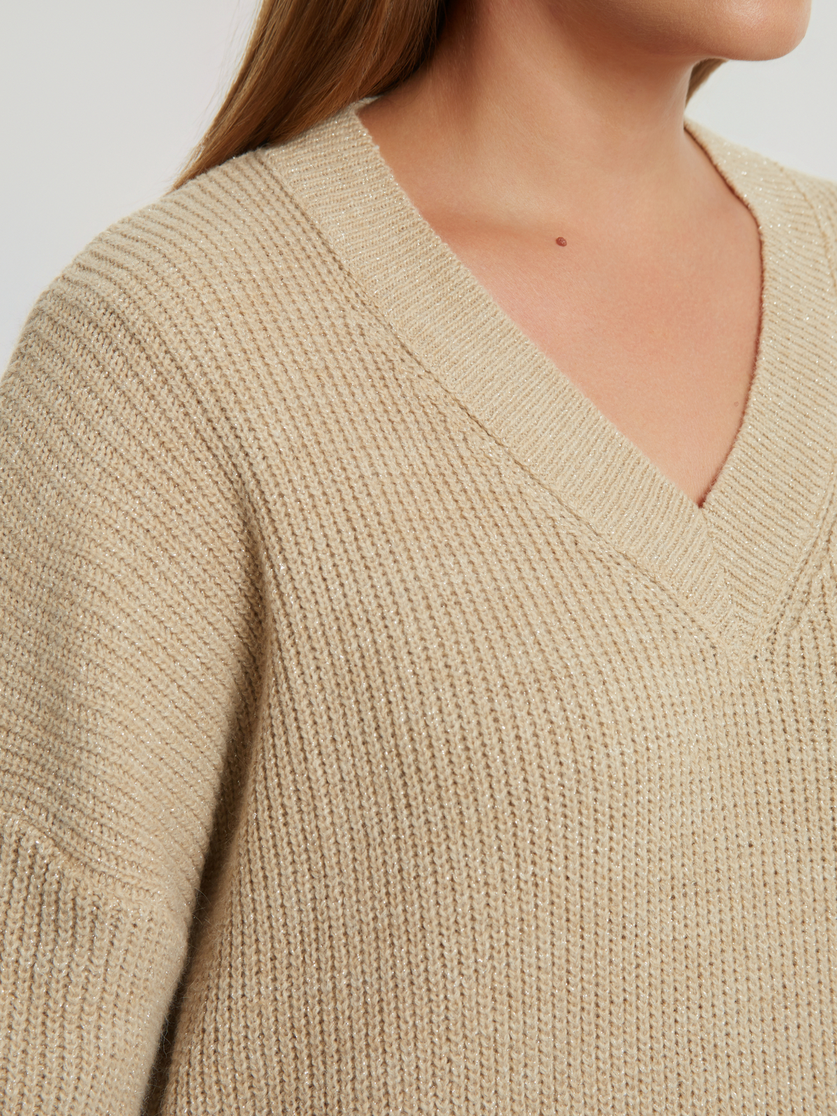 Μπλούζα πλεκτή V με μαλλί φωτογραφία