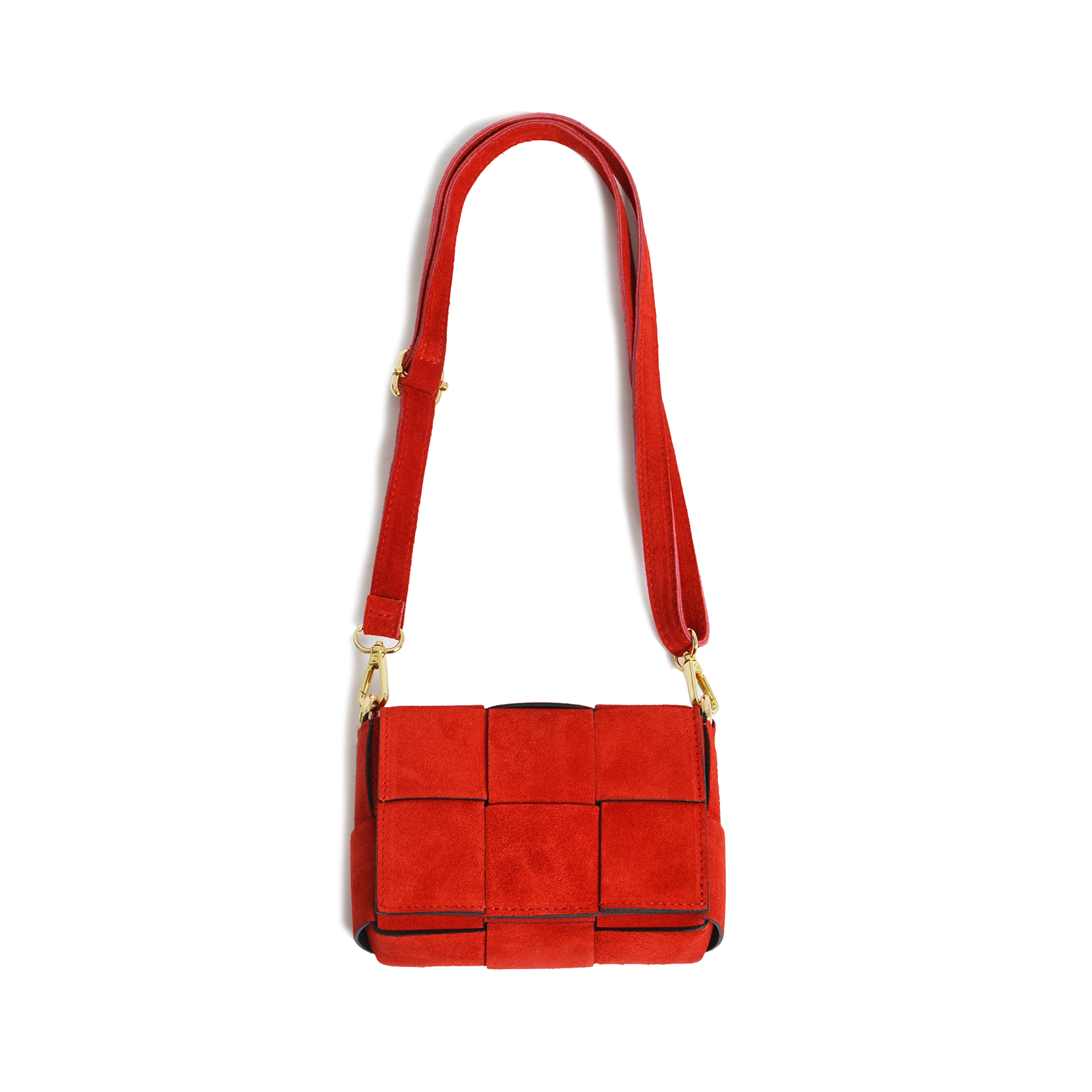 Woven suede leather mini crossbody bag
