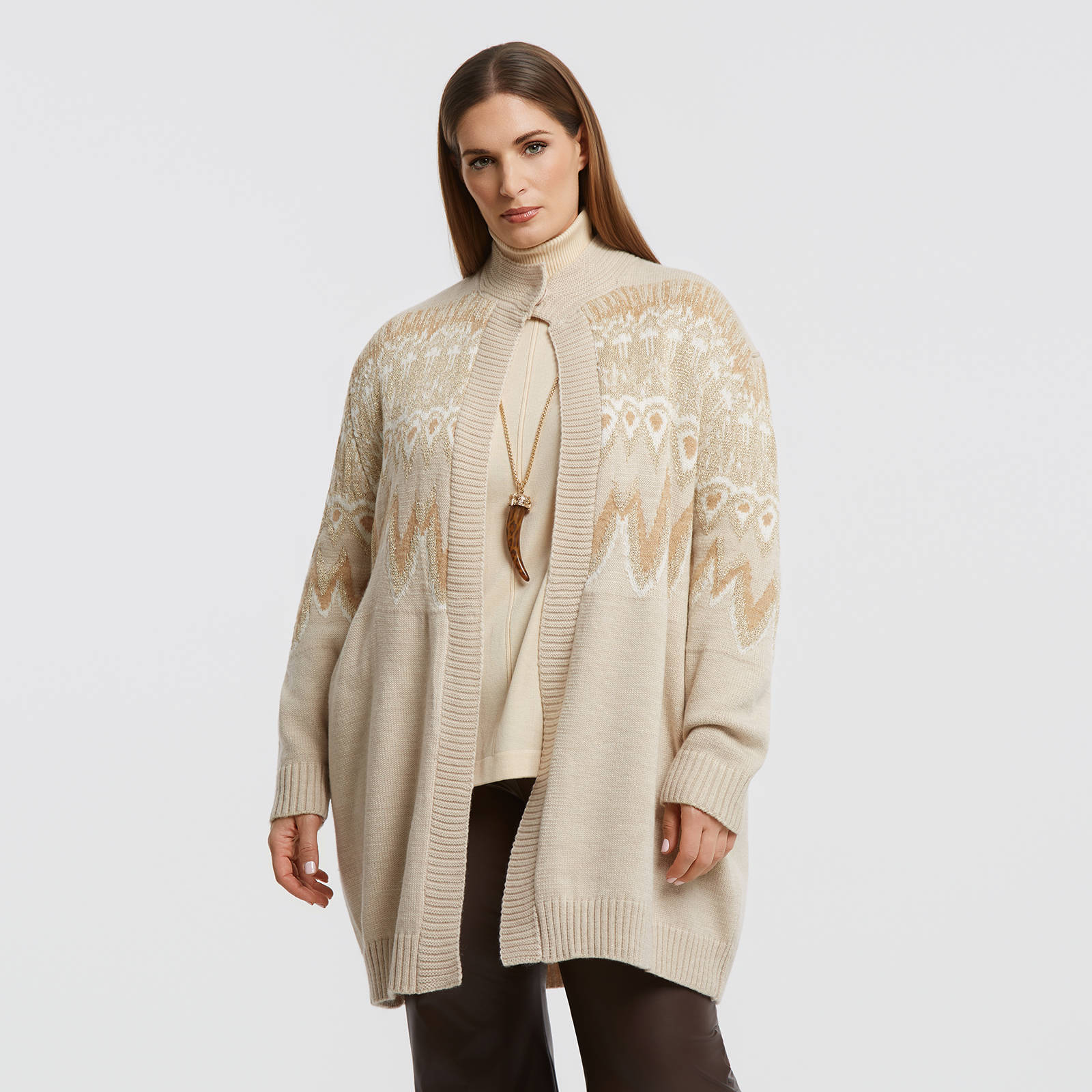 MAT FASHION Πλεκτή ζακέτα με μαλλί και γραφικό σχέδιο