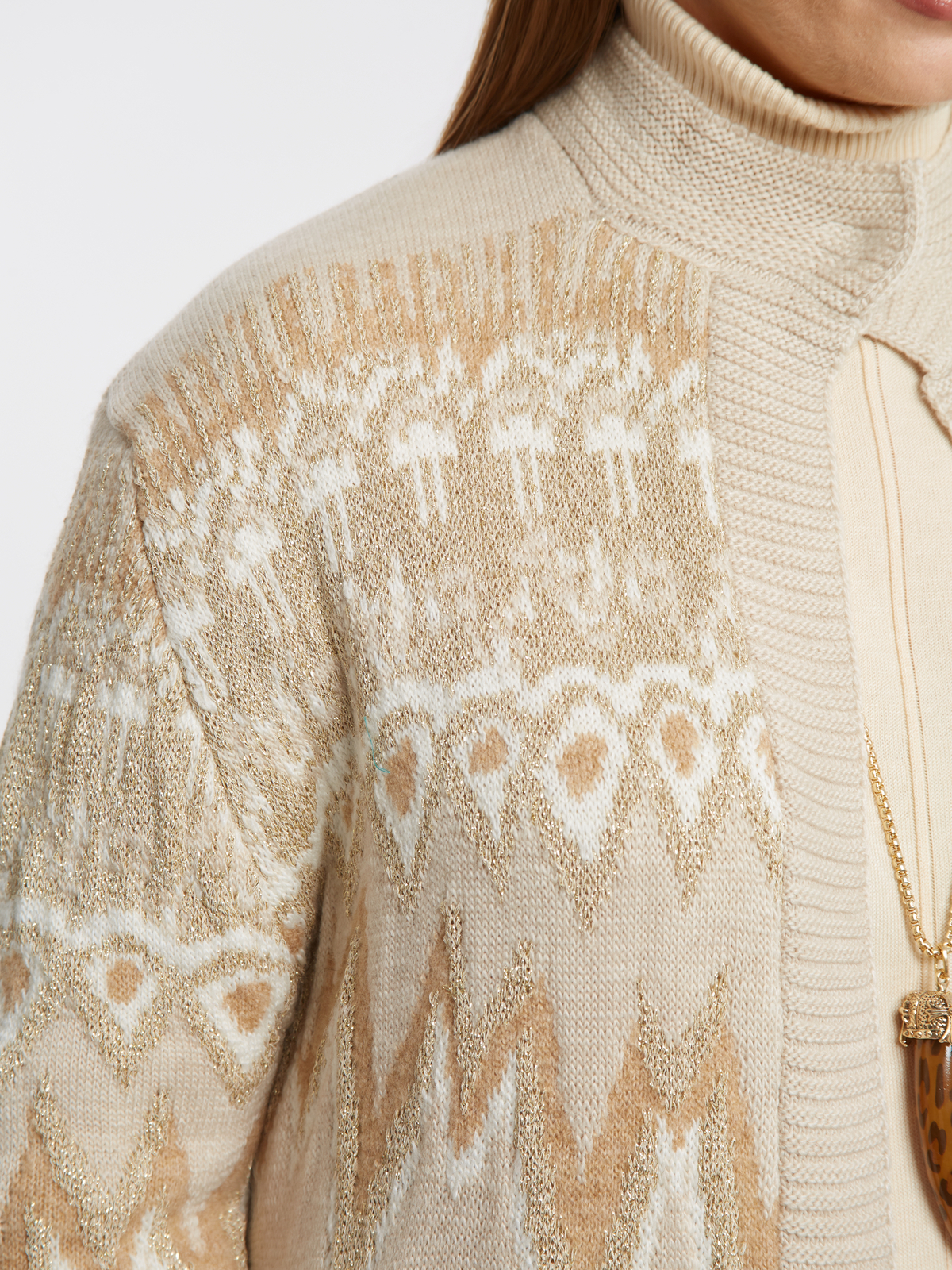 Πλεκτή ζακέτα με μαλλί και γραφικό σχέδιο φωτογραφία