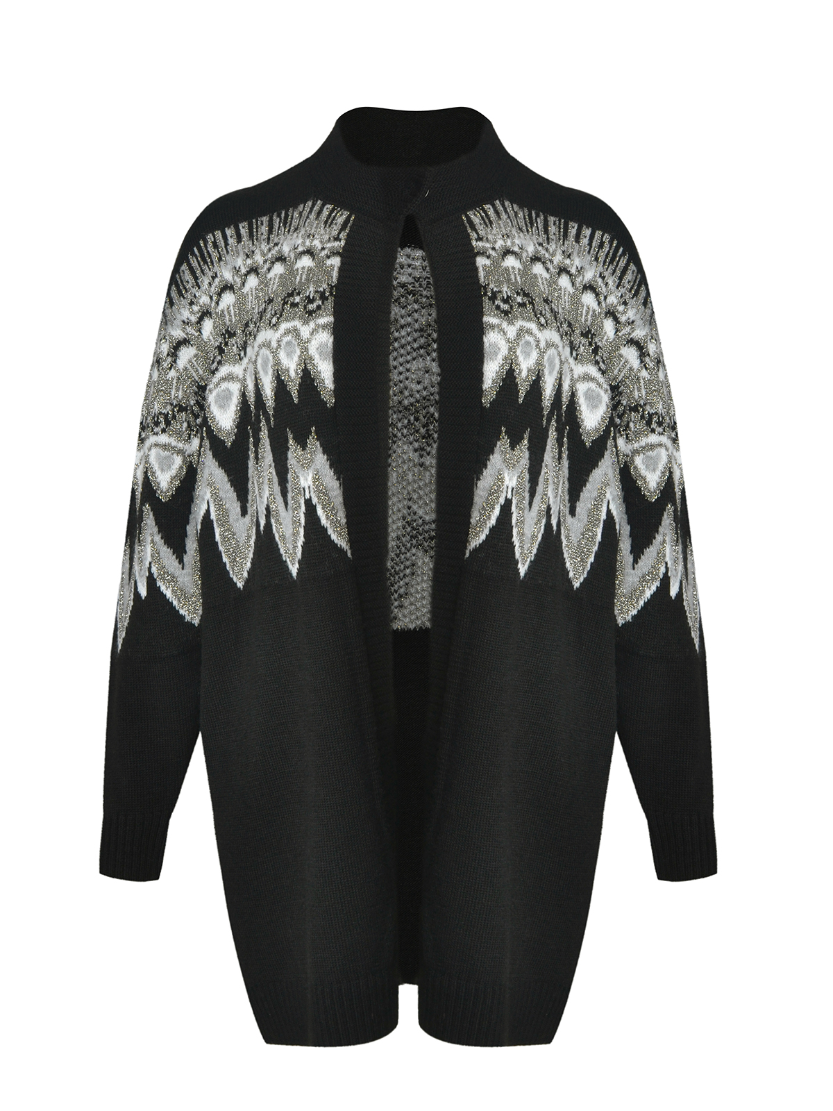 Πλεκτή ζακέτα με μαλλί και γραφικό σχέδιο φωτογραφία