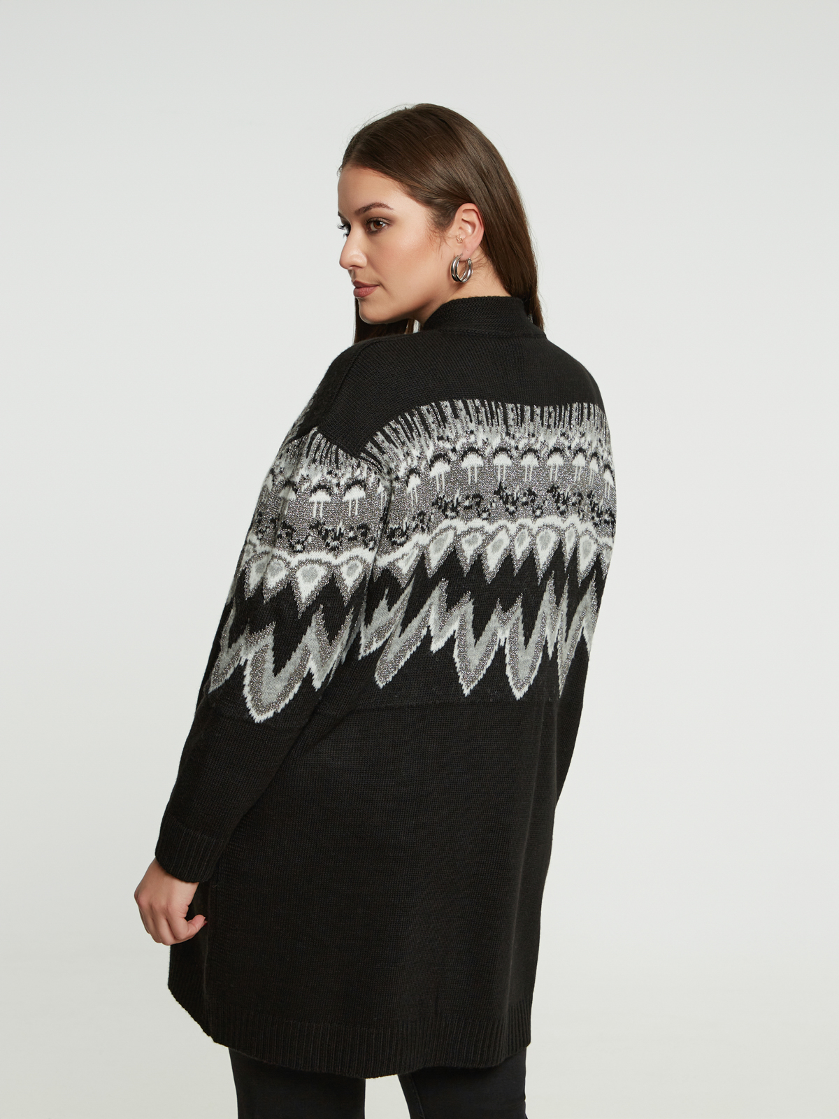 Πλεκτή ζακέτα με μαλλί και γραφικό σχέδιο φωτογραφία