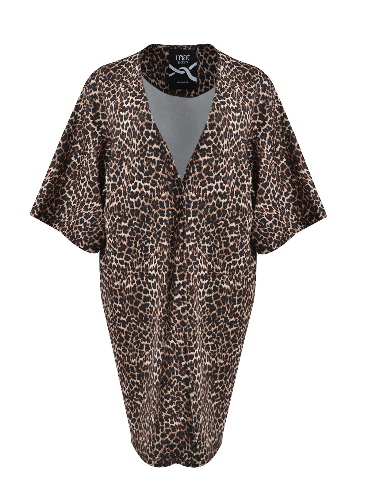 Πανωφόρι με leopard print από structured scuba ύφασμα