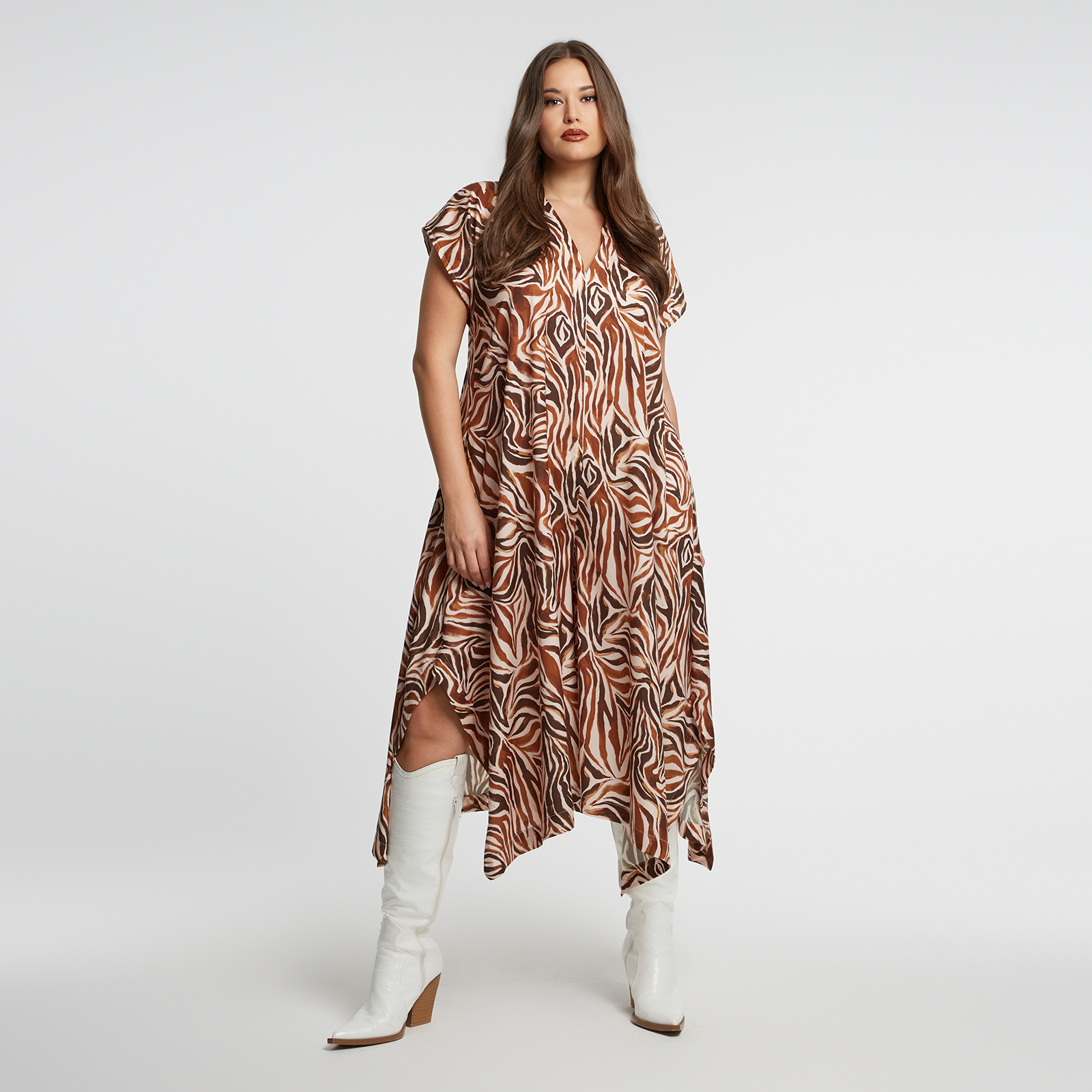 MAT FASHION Ολόσωμη φόρμα με ζεβρέ σχέδιο και V-λαιμόκοψη