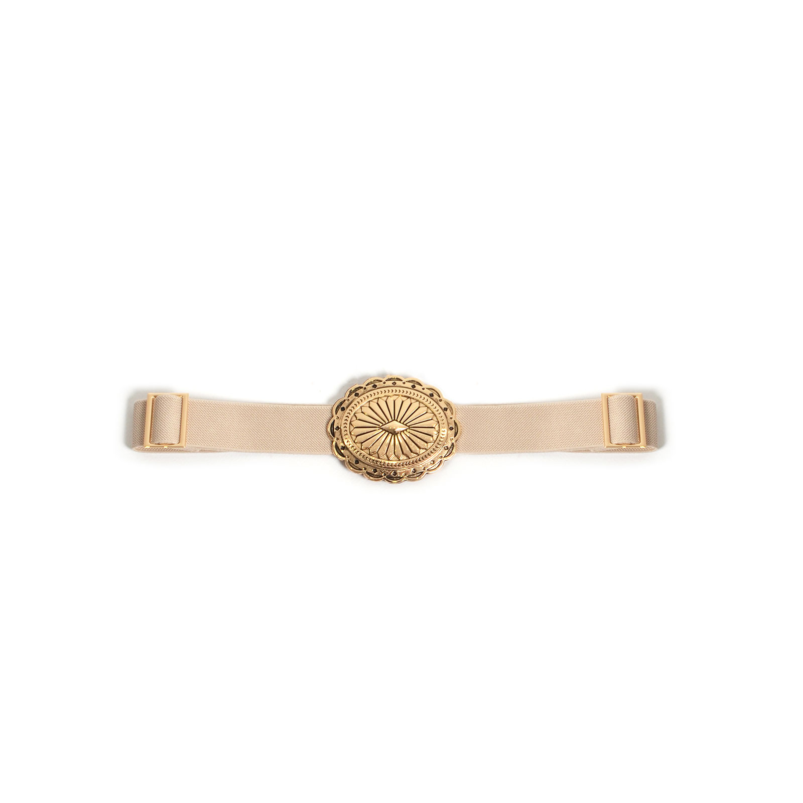 Elastic belt with metallic buckle