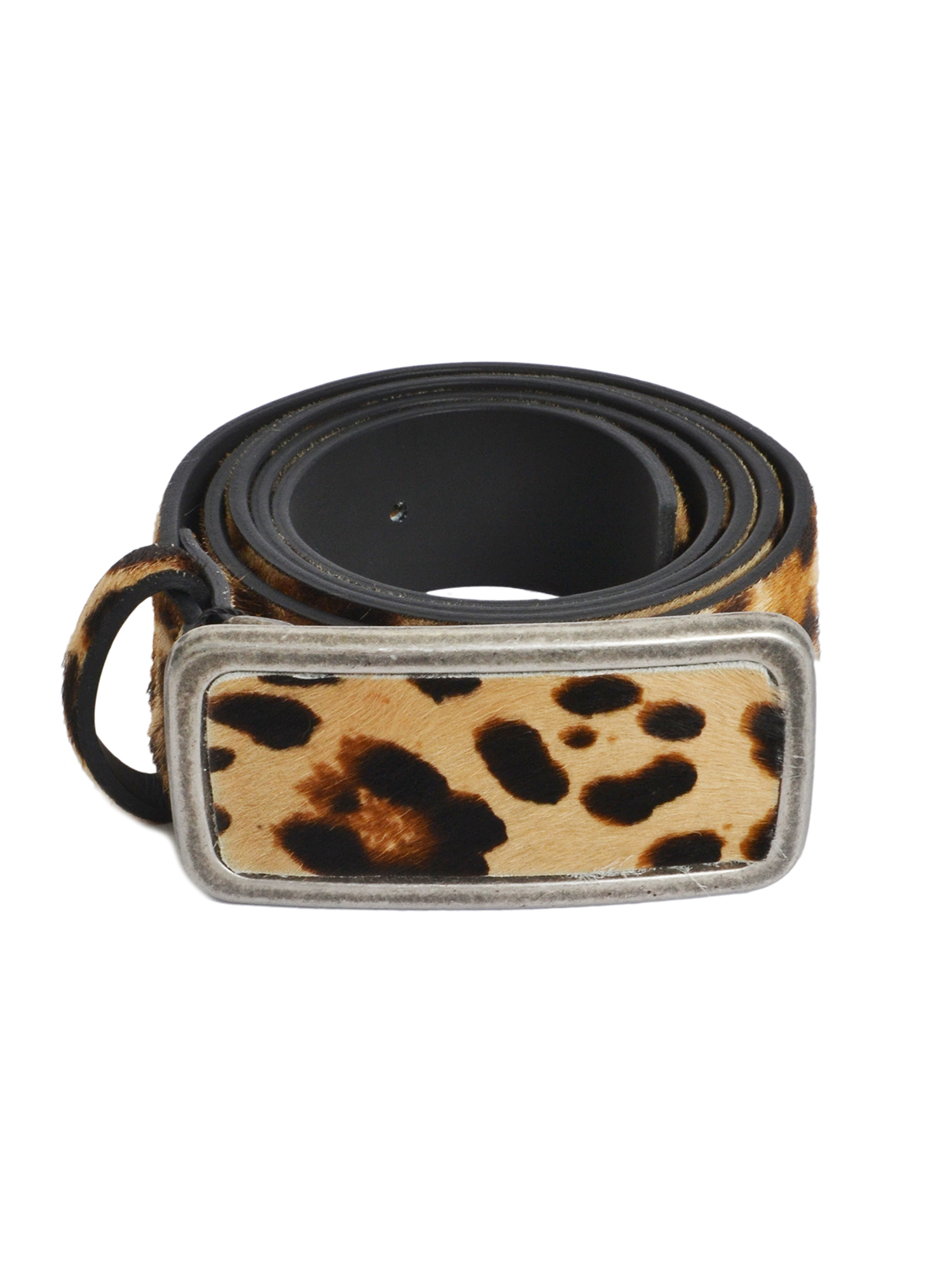 Δερμάτινη pony skin ζώνη με animal print και ορθογώνια αγγράφα φωτογραφία