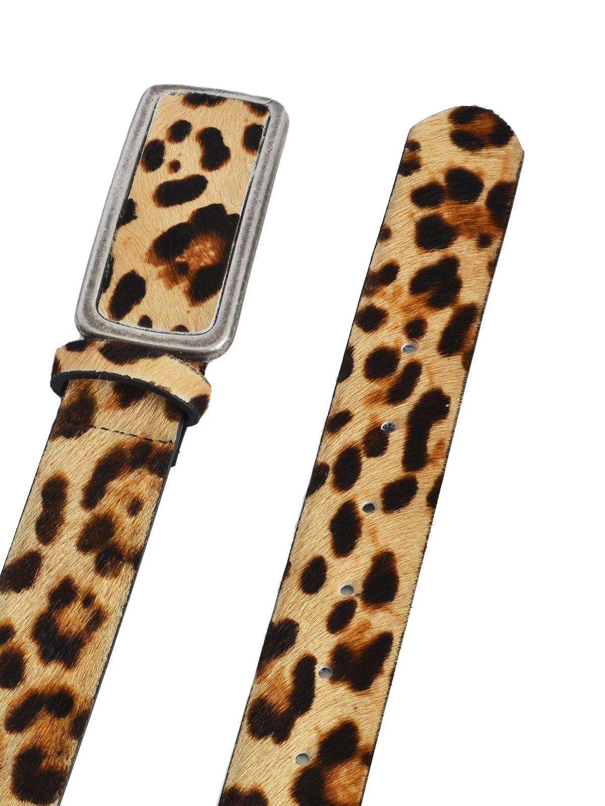 Δερμάτινη pony skin ζώνη με animal print και ορθογώνια αγγράφα φωτογραφία