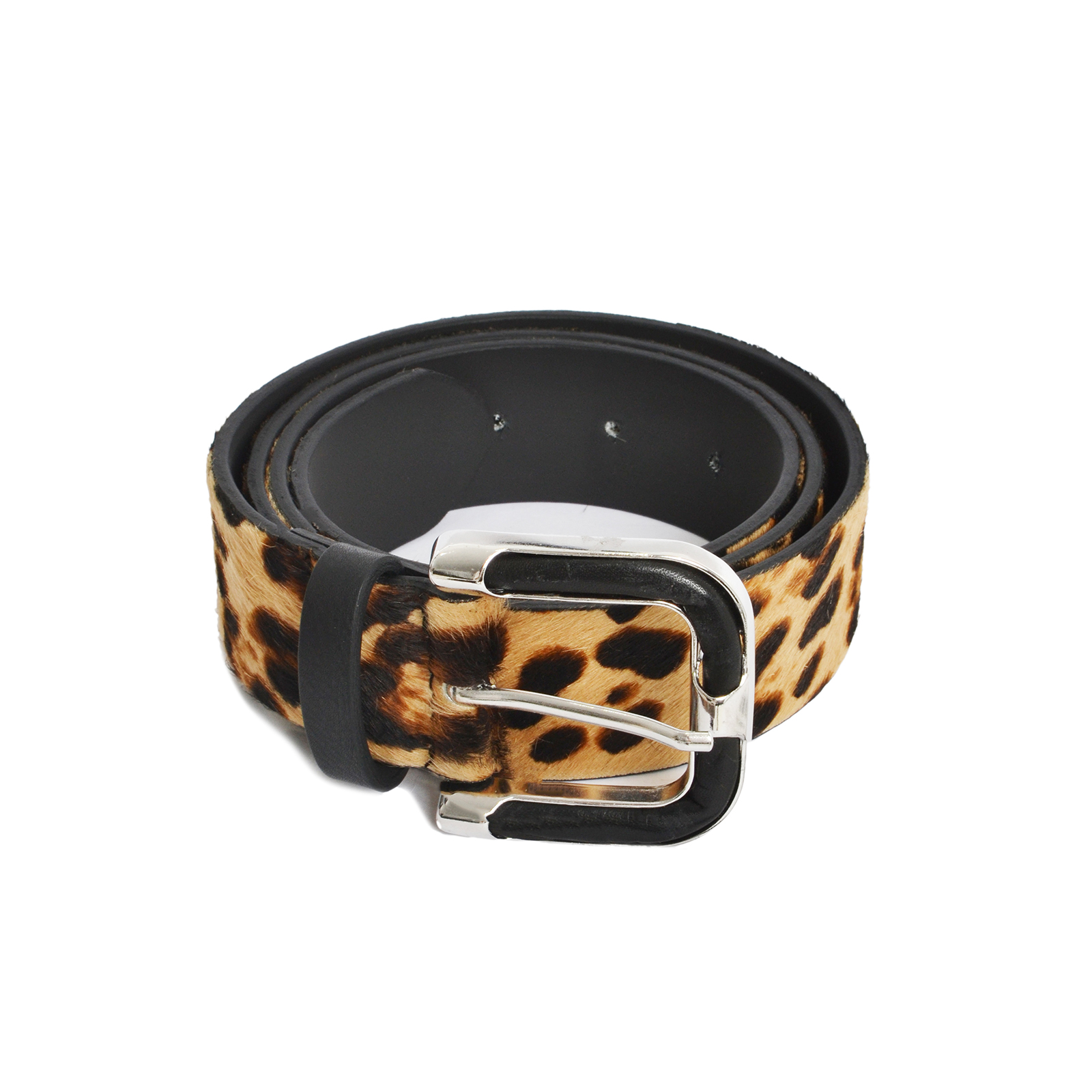 MAT FASHION Δερμάτινη ζώνη pony skin με λεοπάρ σχέδιο