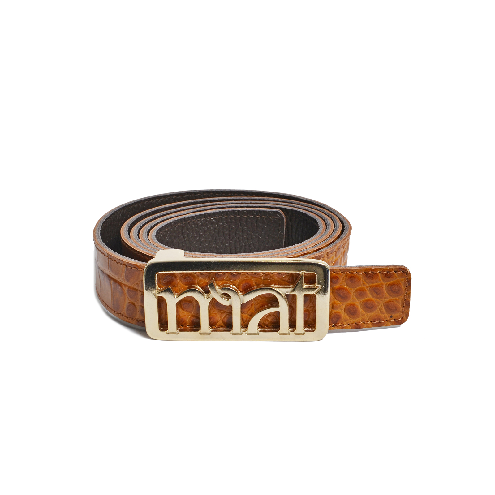 Double faced leather mat buckle belt