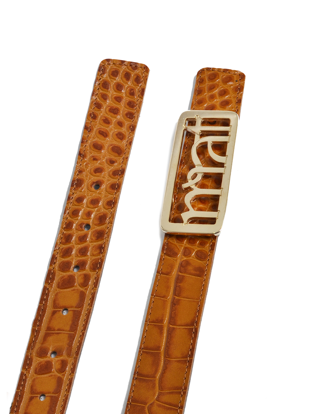 Δερμάτινη ζώνη double face με mat αγκράφα φωτογραφία