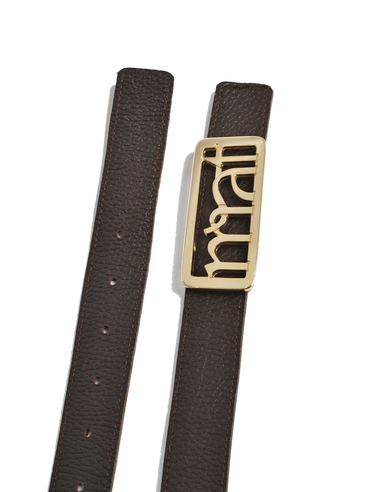 Δερμάτινη ζώνη double face με mat αγκράφα φωτογραφία