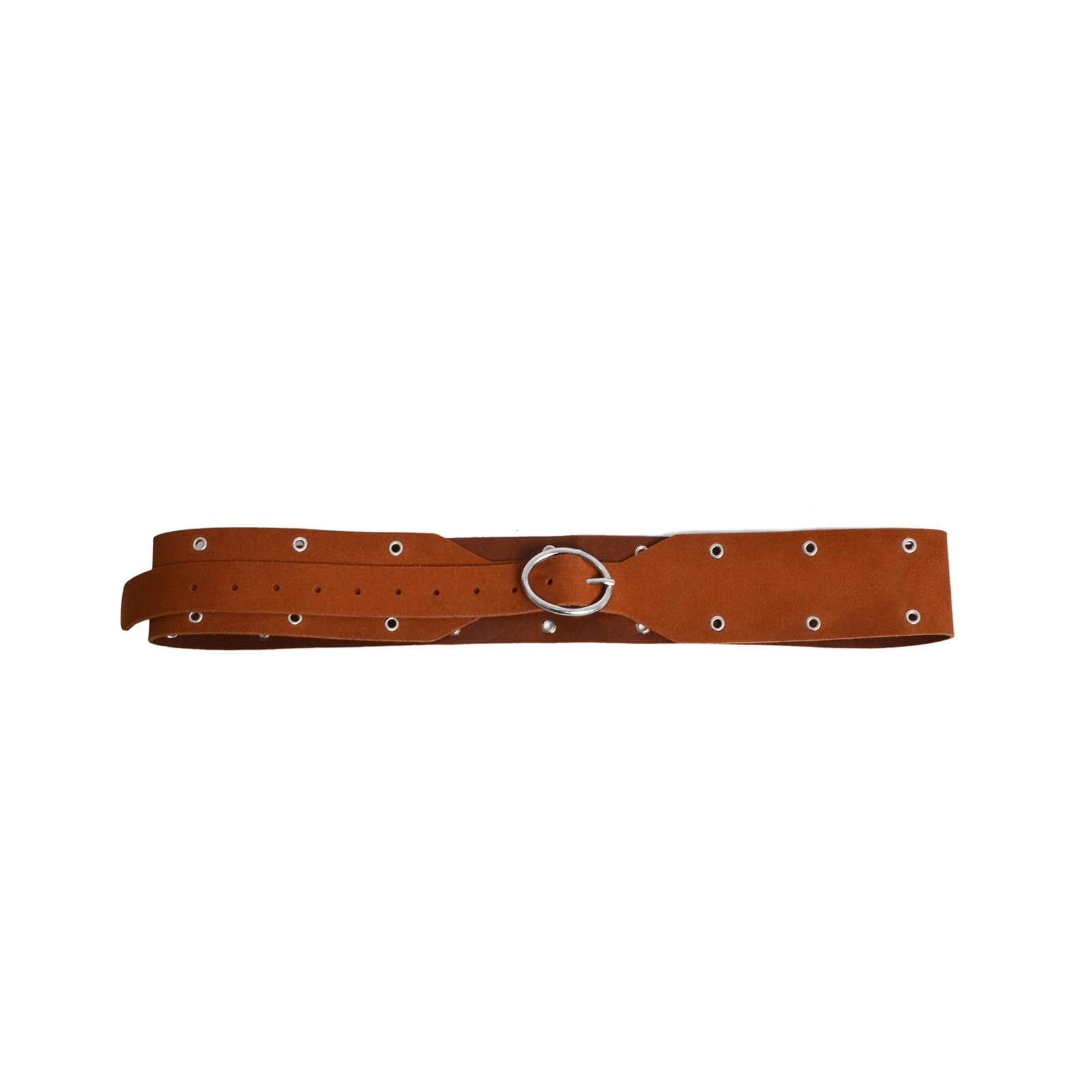 Suede leather belt with studded details