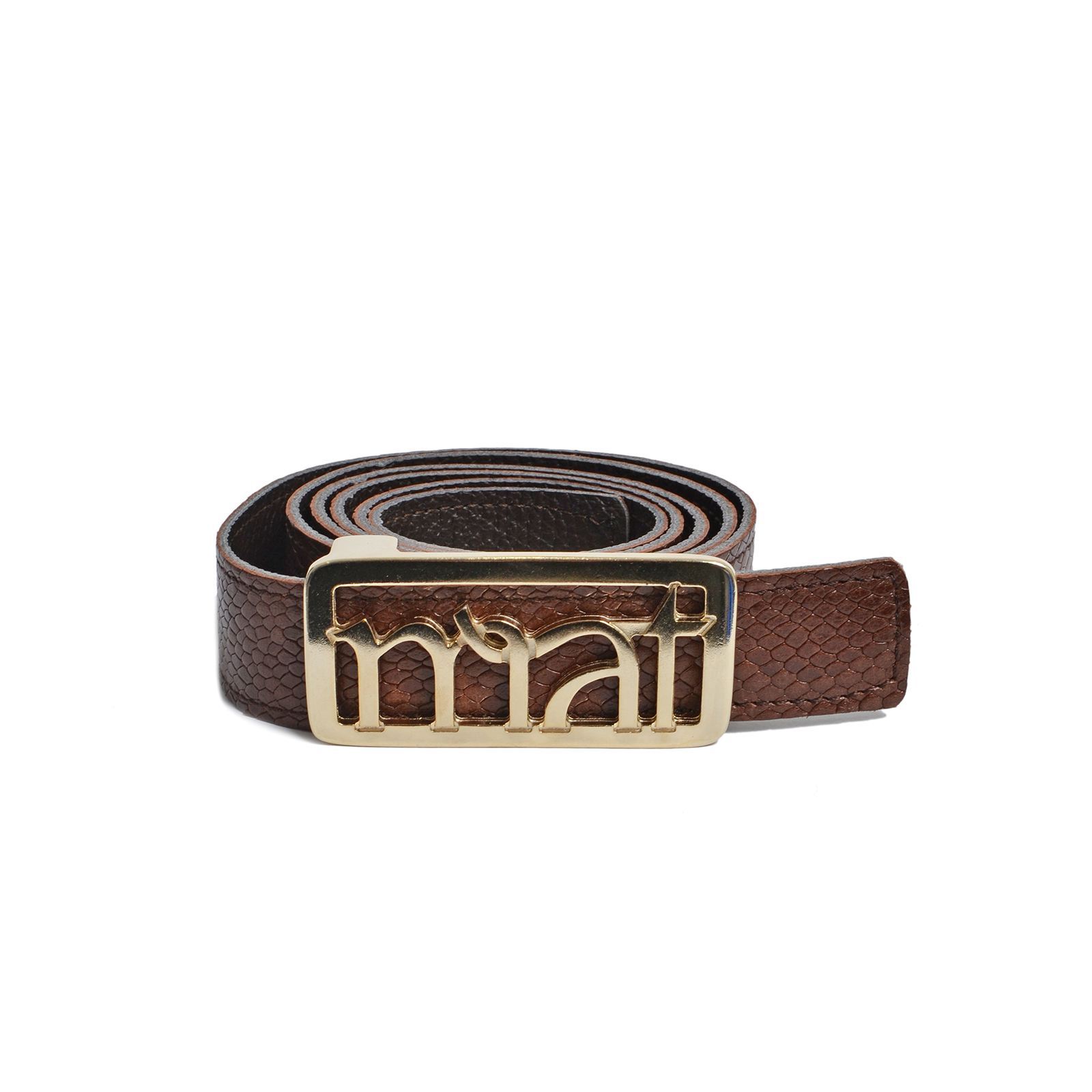 Double faced leather mat buckle belt