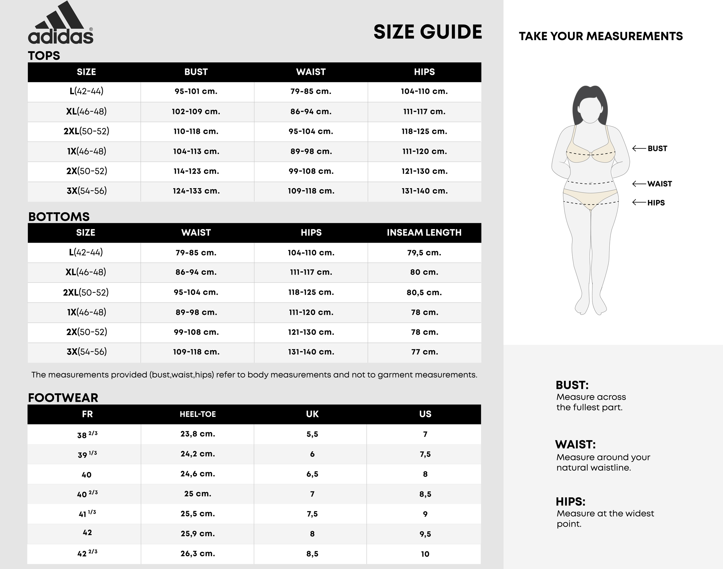 ADIDAS SIZEGUIDE