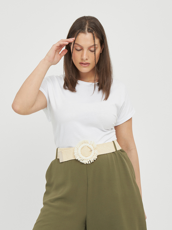 matfashion eco friendly Ζώνη ψάθινη με στρογγυλή αγκράφα

