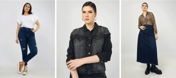 denim outfits από τη νέα συλλογή της mat fashion