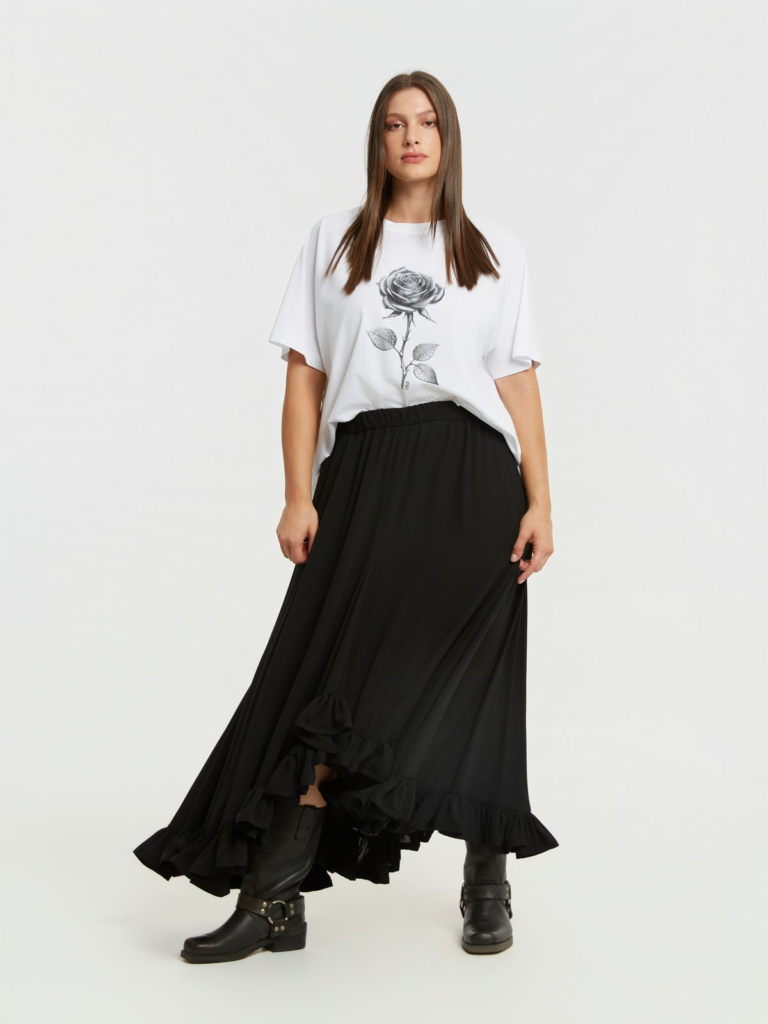 Αέρινη maxi φούστα με βολάν mat fashion