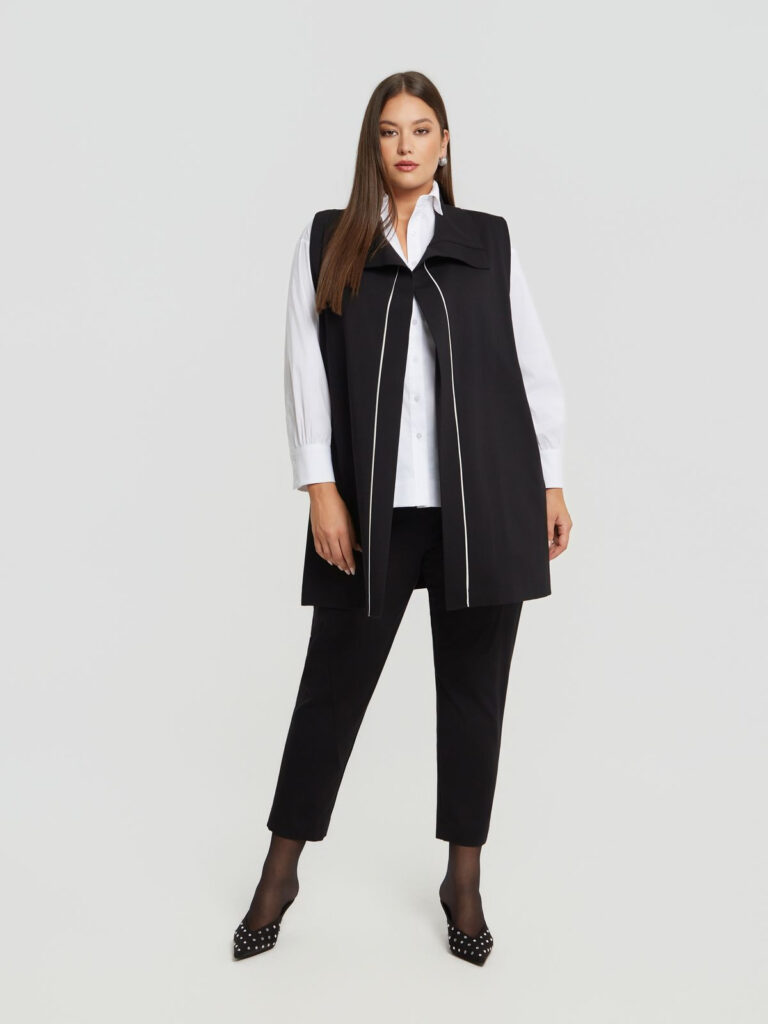 Μακρύ γιλέκο με ρέλι σε αντίθεση mat fashion