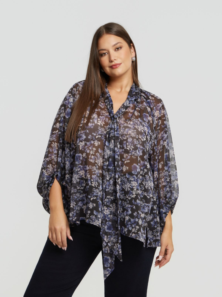 Μπλούζα με floral μοτίβο και lurex λεπτομέρεια mat fashion