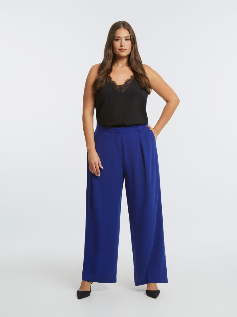 Παντελόνι wide-leg με πιέτες mat fashion