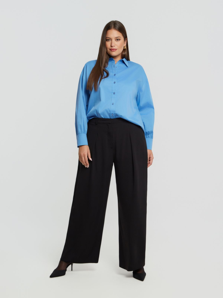 Παντελόνι wide-leg με πιέτες mat fashion