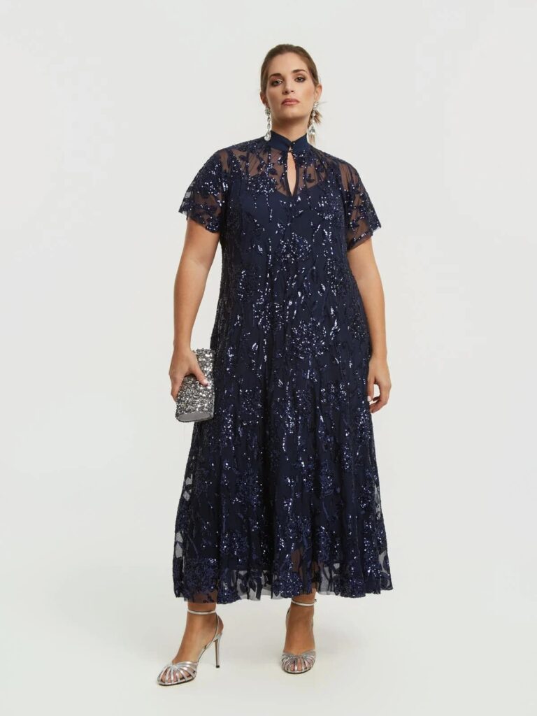 Maxi φόρεμα από τούλι με κεντημένα floral sequin μοτίβα από το mat fashion