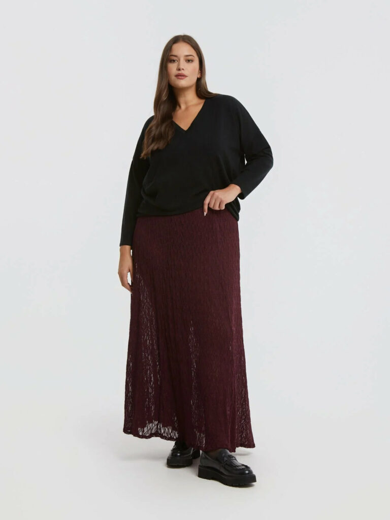 Μπορντώ maxi φούστα δαντέλα από το mat fashion