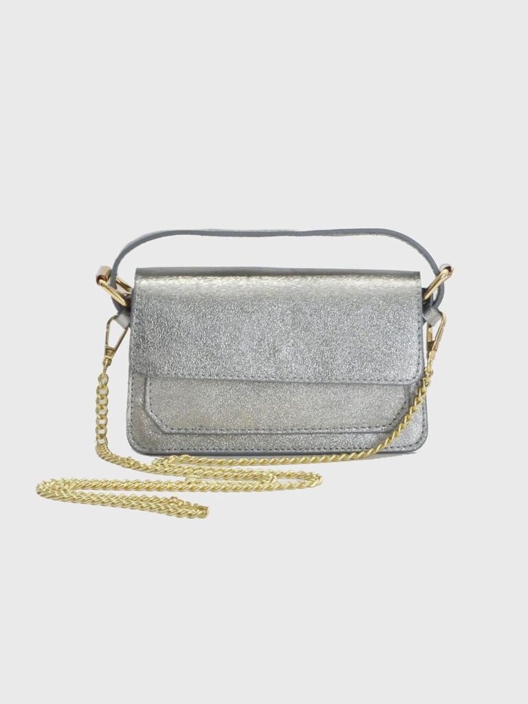 Δερμάτινη μίνι τσάντα metallic από το mat fashion