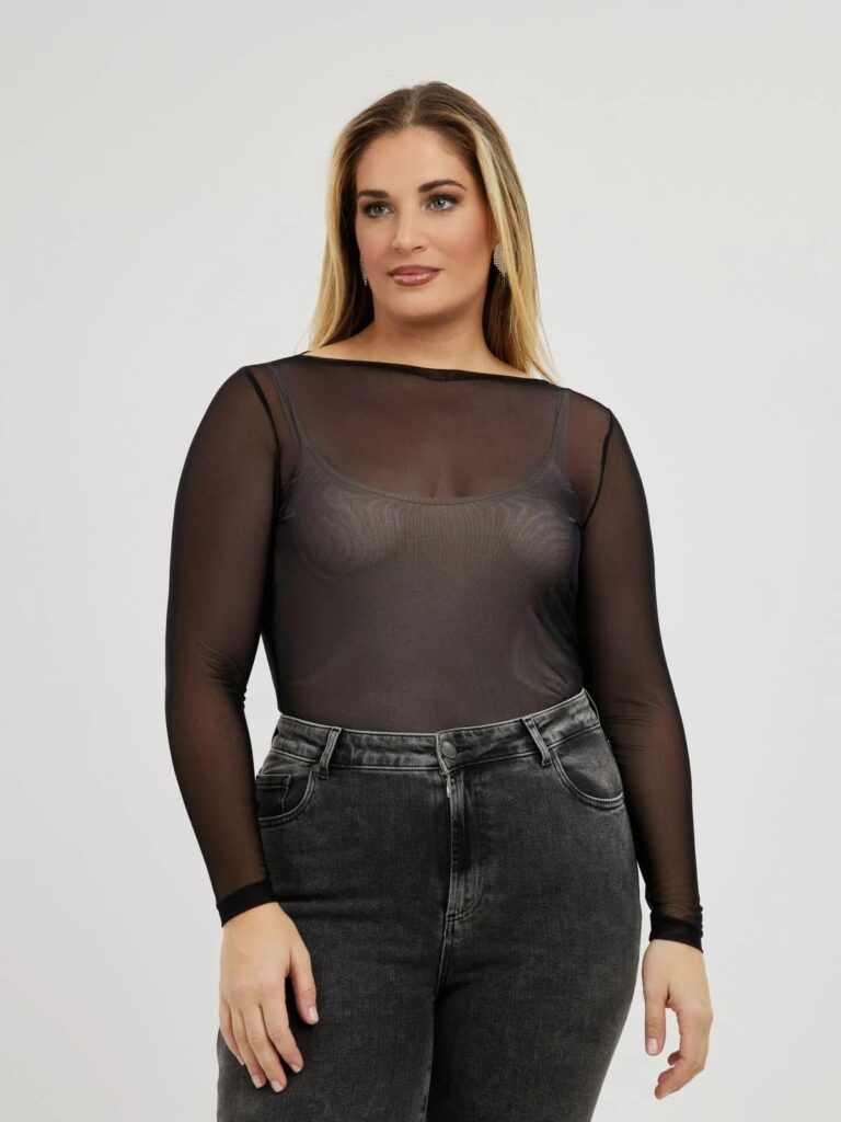 Μπλούζα μακρυμάνικη με διαφάνεια από mat fashion