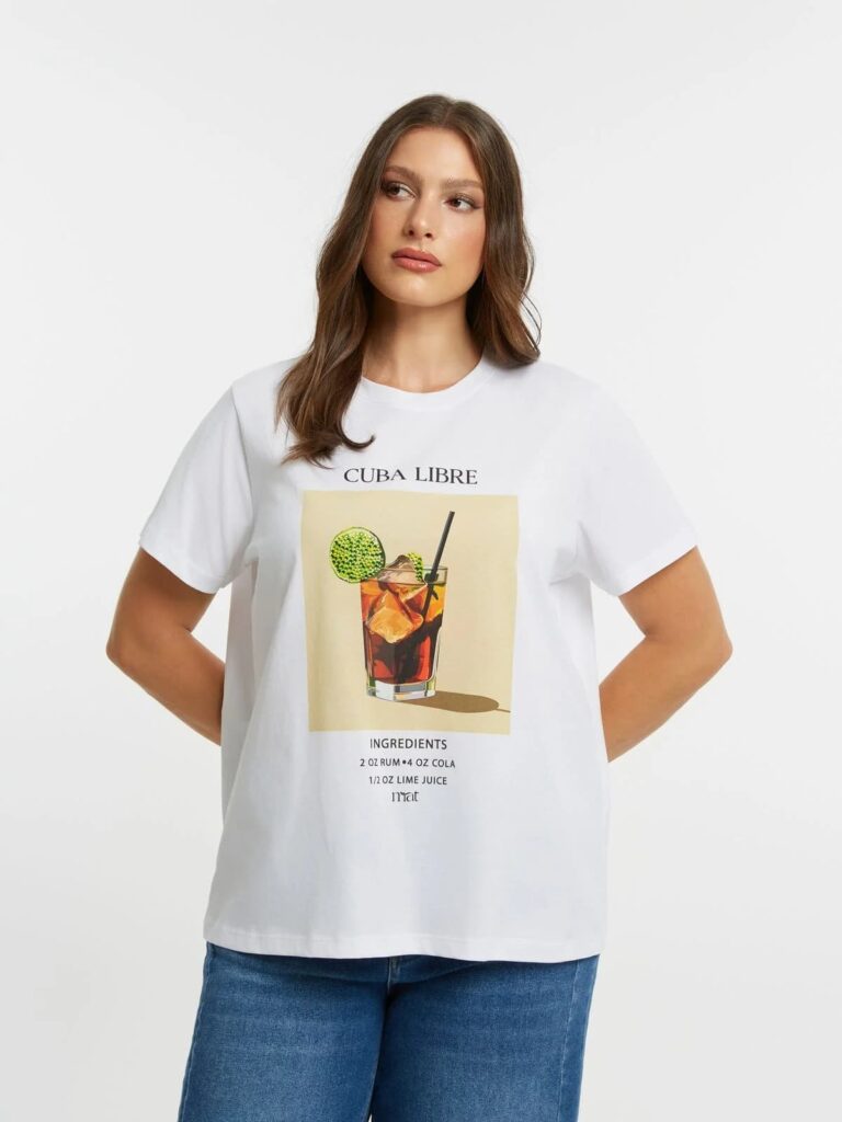 Βαμβακερό t-shirt με στάμπα Cuba Libre cocktail