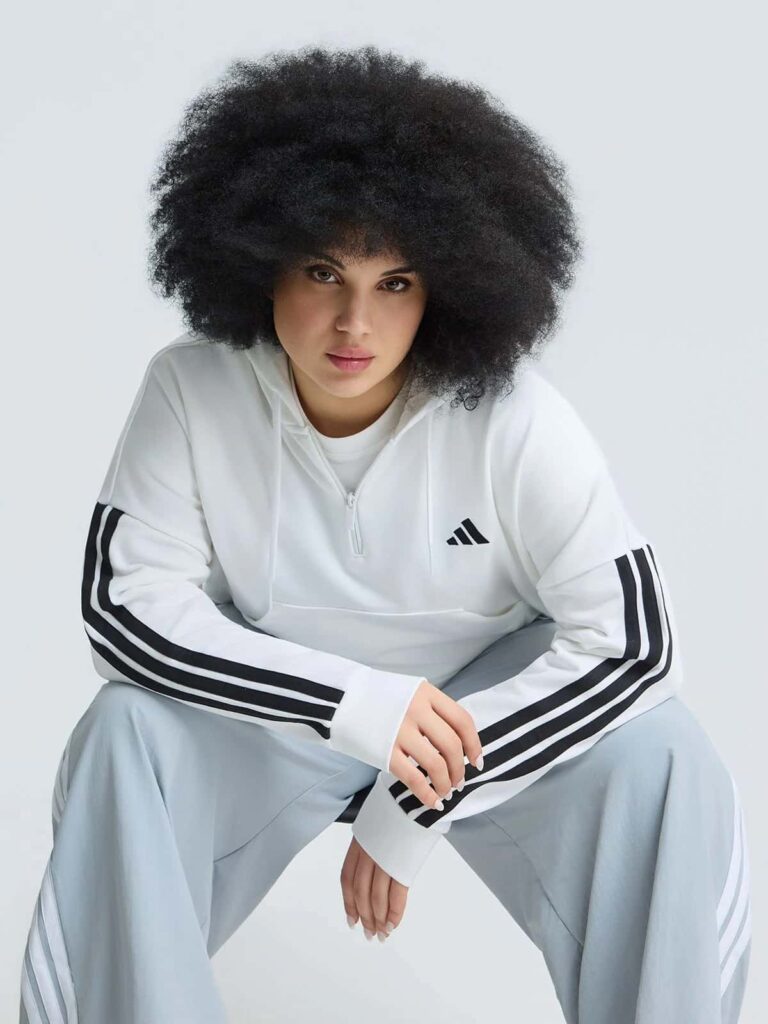 Μπλούζα Essentials 3-Stripes French Terry Quarter-Zip Hoodie Adidas