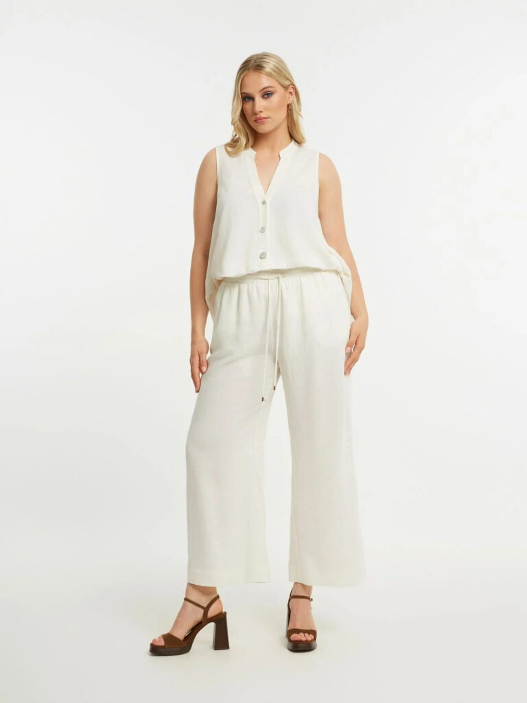 Παντελόνα βισκόζη/λινό με ελαστική μέση mat fashion